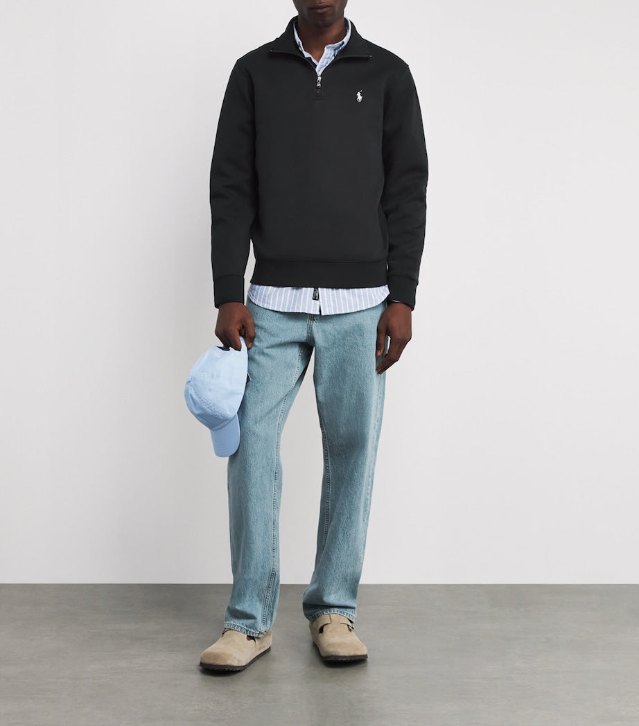 Polo Ralph Lauren Black Cotton-Blend Quarter-Zip Sweatshirt