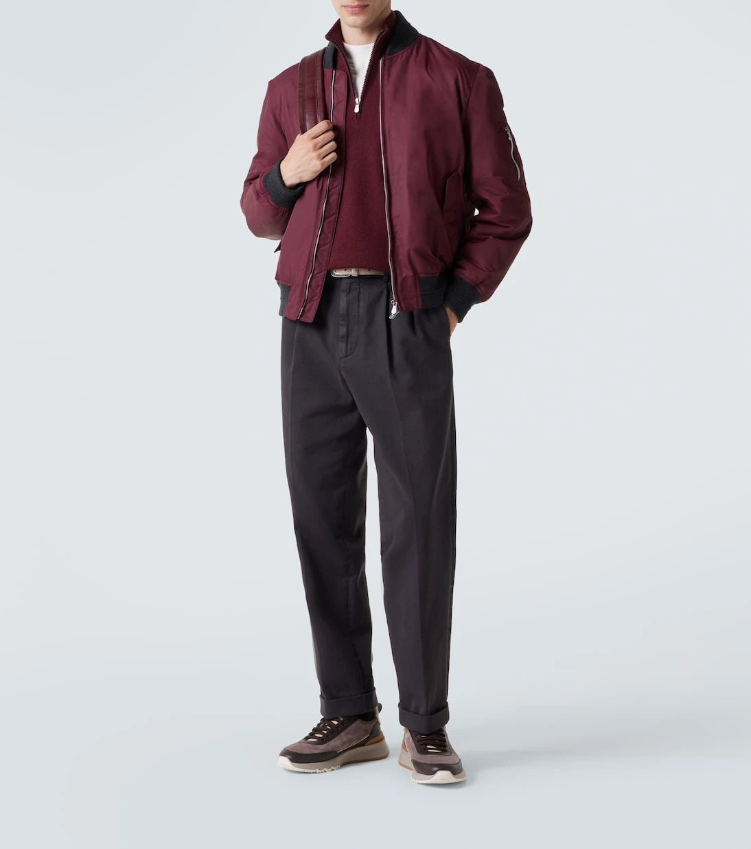 Brunello Cucinelli - Leather-trimmed suede sneakers