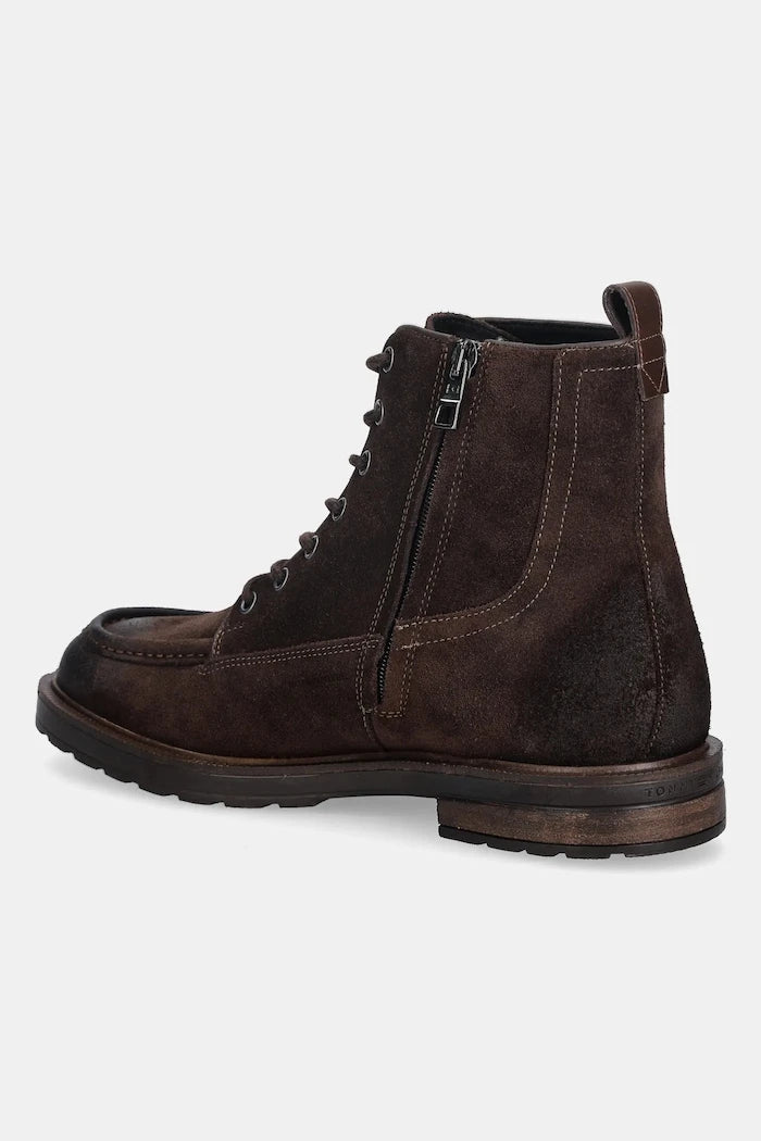 Велурени обувки Tommy Hilfiger CLEATED HILFIGER W SDE MOC BOOT