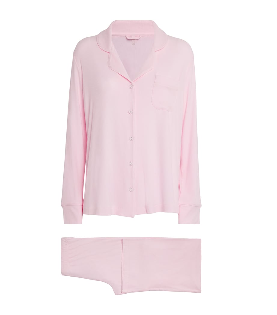 Skims Pink Ribbed Soft Lounge Pyjama Set