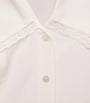 White Silk Lace-Trim Blouse