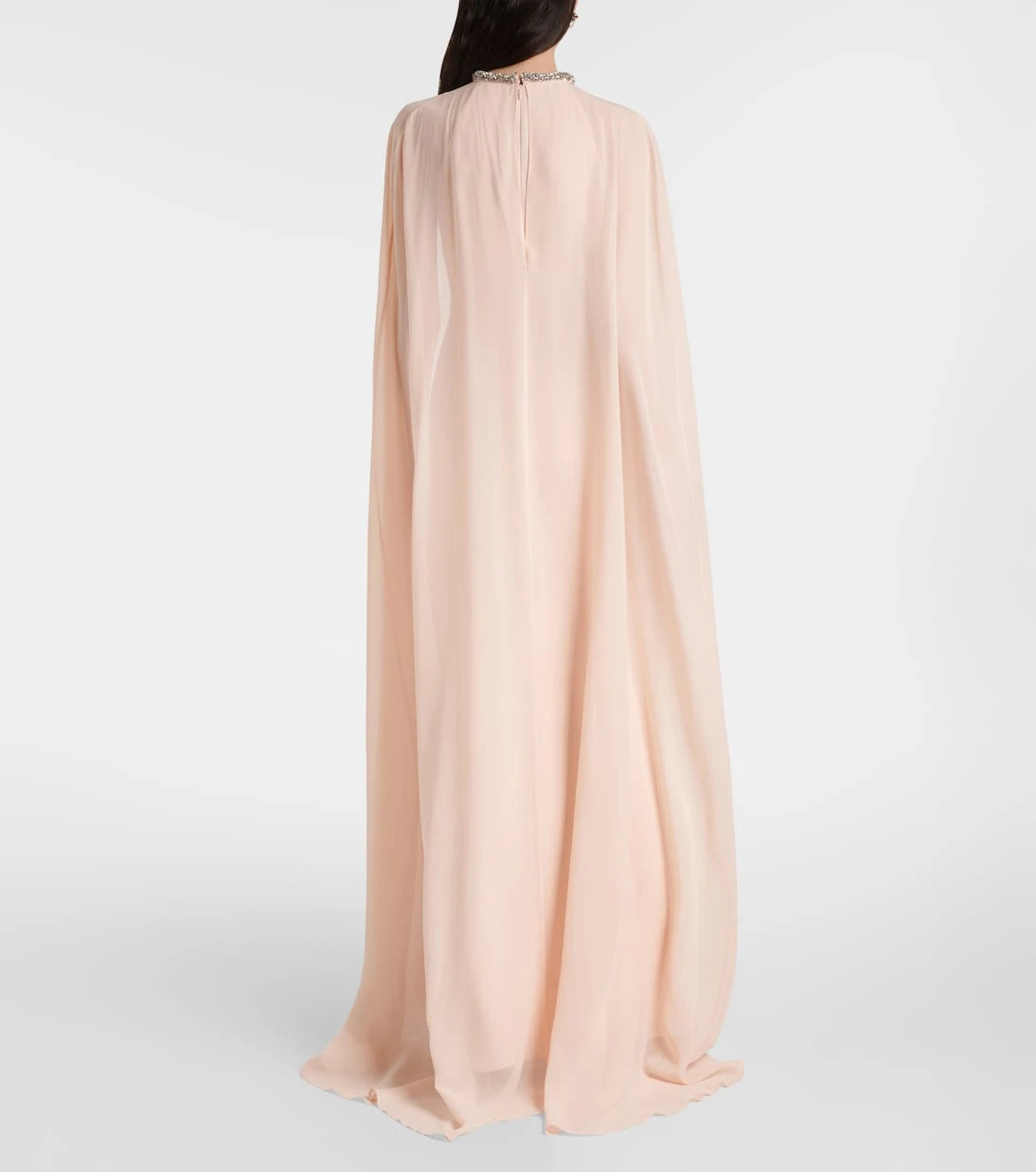 Roland Mouret - Embellished caped silk chiffon gown