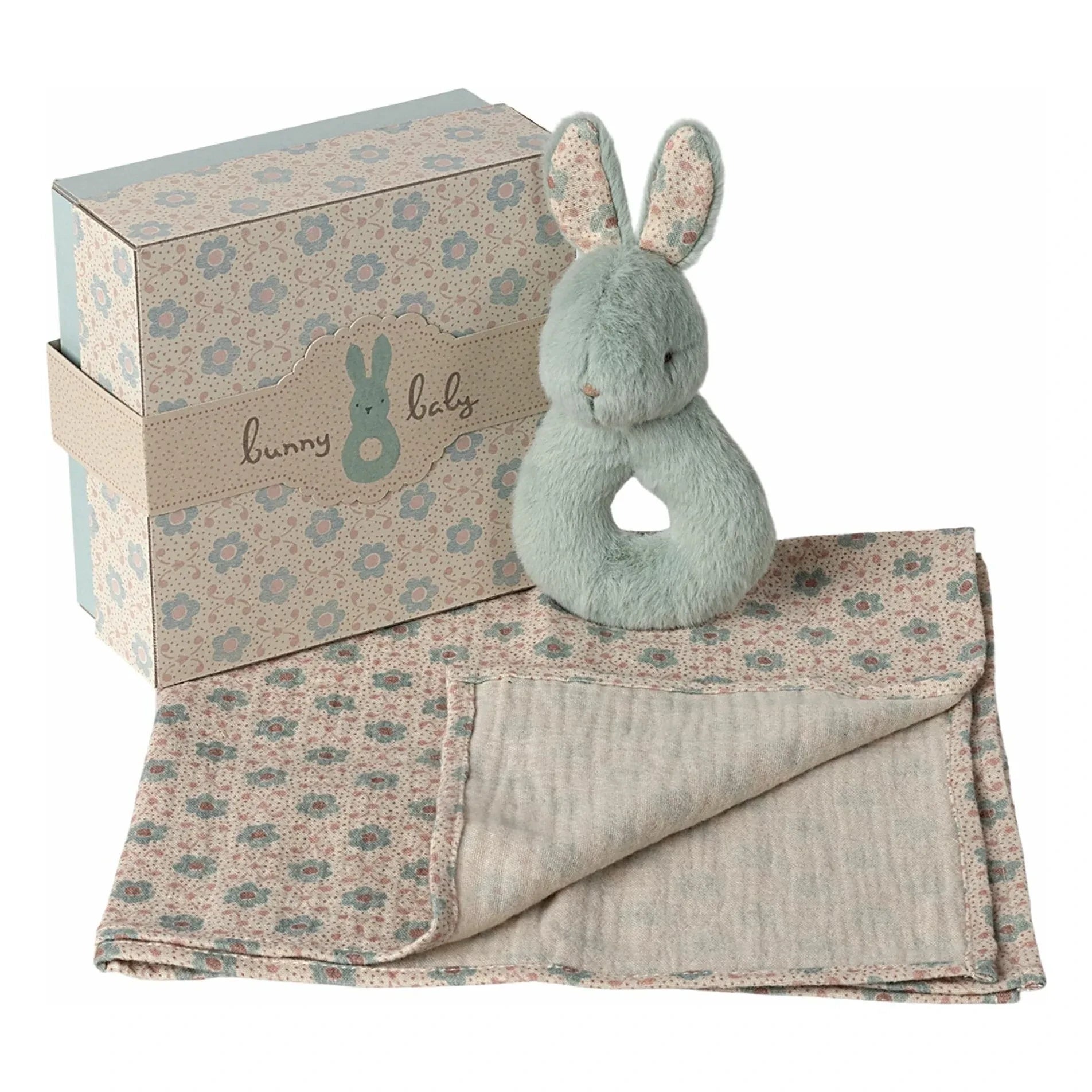 Maileg - Birth set - Rabbit rattle and diaper | Mint Green