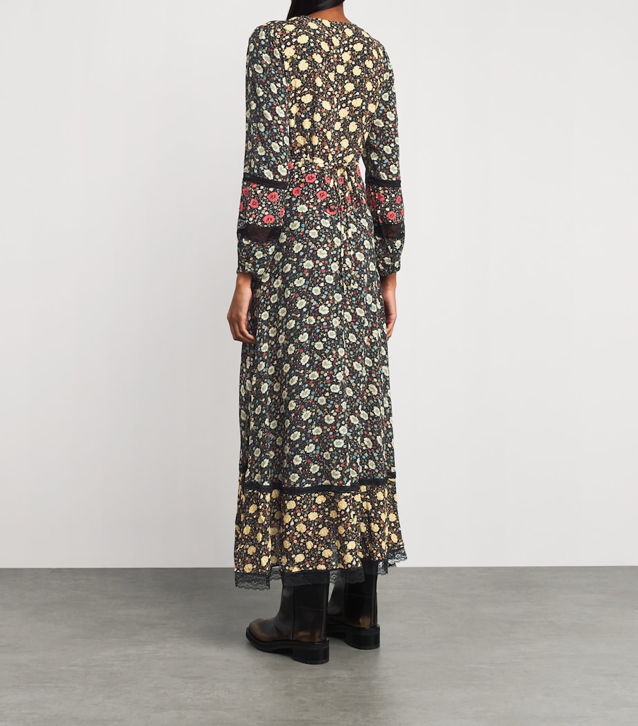 Rixo Green Floral Raven Midi Dress