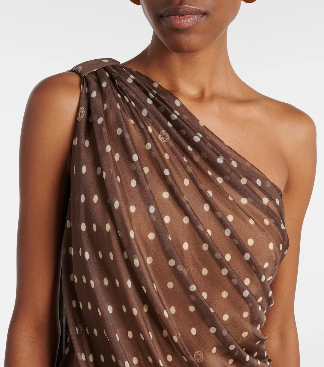 Elie Saab - Caped one-shoulder polka-dot silk-blend minidress