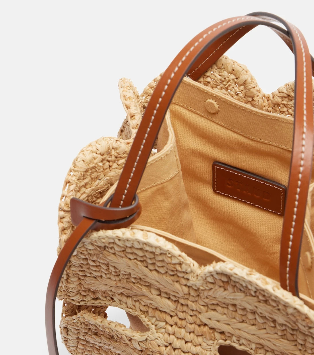 Staud - Palm leather-trimmed raffia top-handle bag