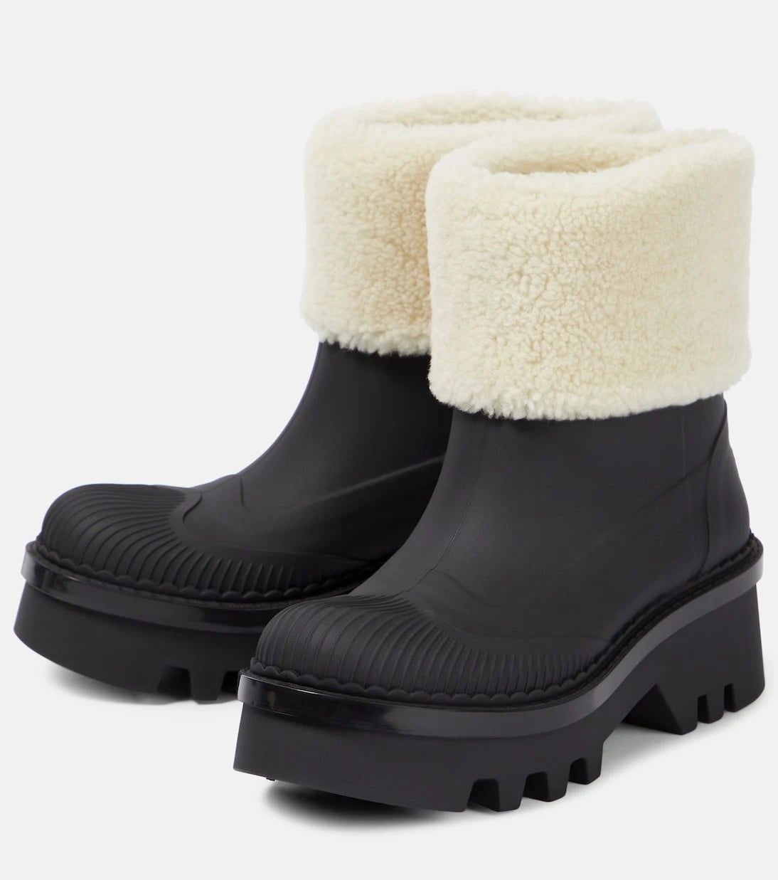 Chloé - Raina shearling-trimmed ankle boots