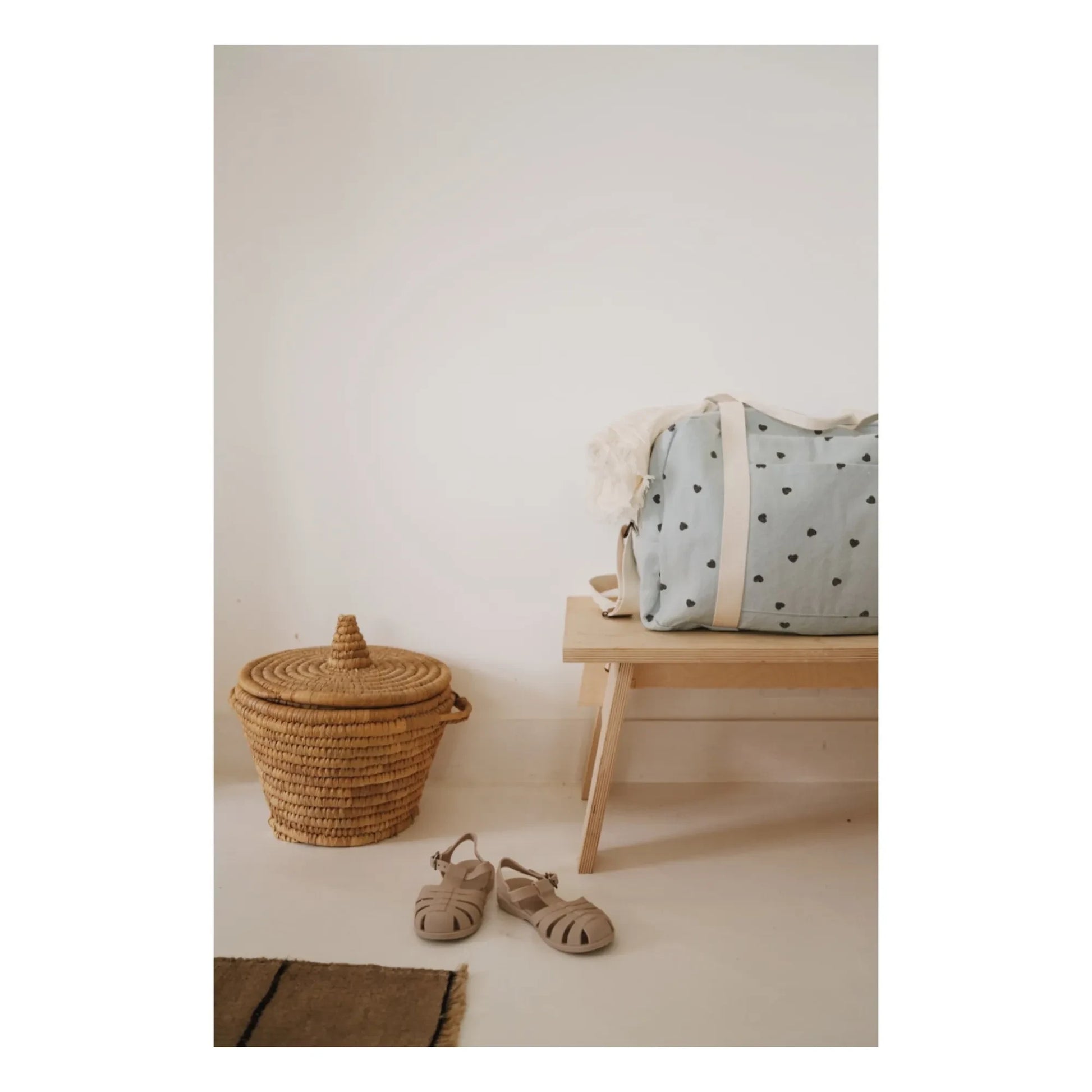 Rose in April - Raphaël Heart Print Baby Changing Bag | Light blue