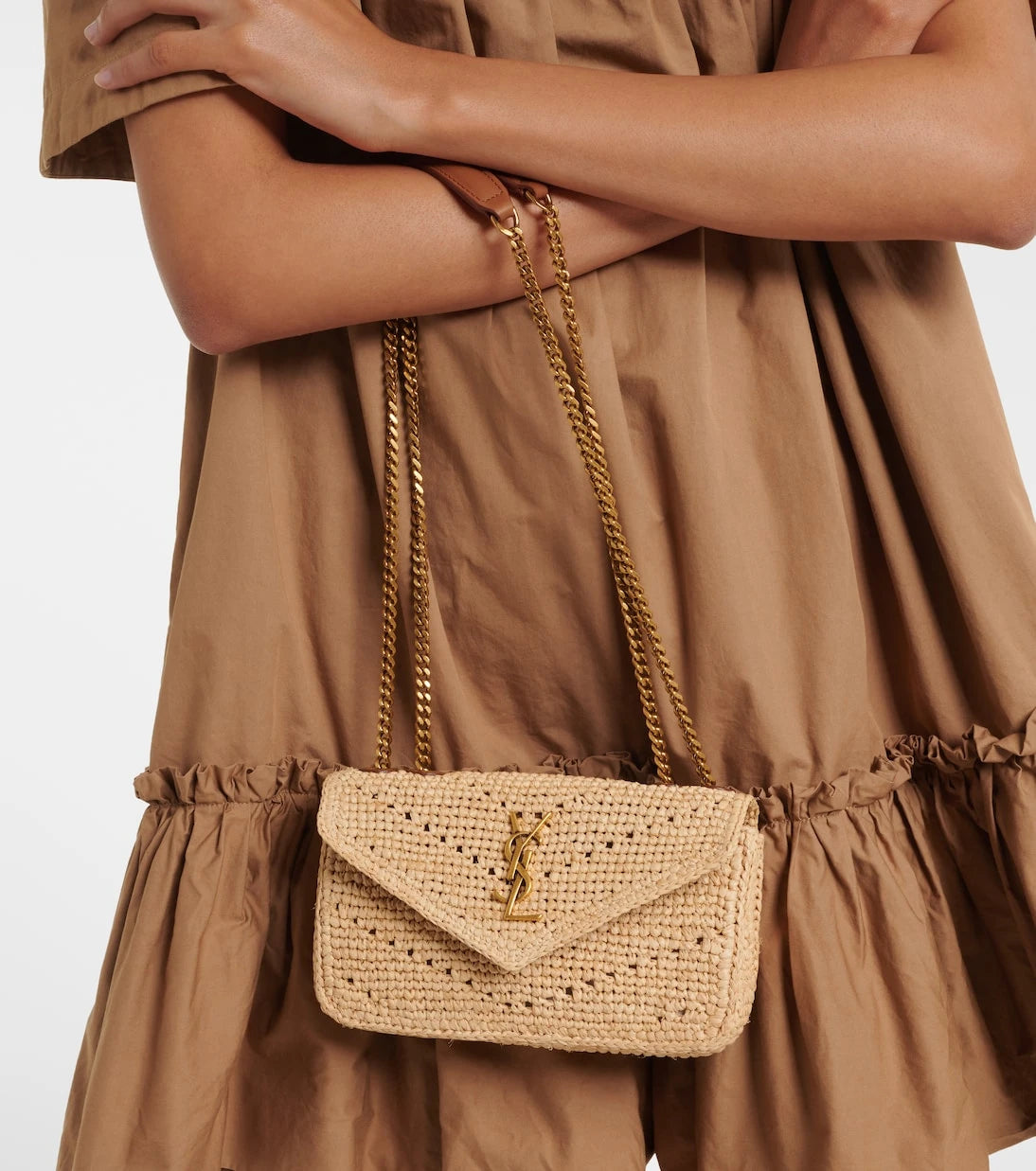 Saint Laurent - Loulou Mini raffia shoulder bag