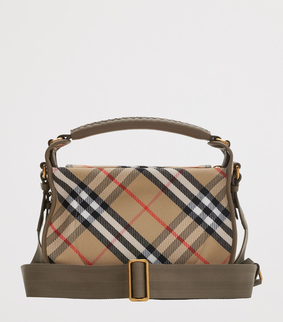 Burberry Beige Small Canvas Check B Clip Messenger Bag