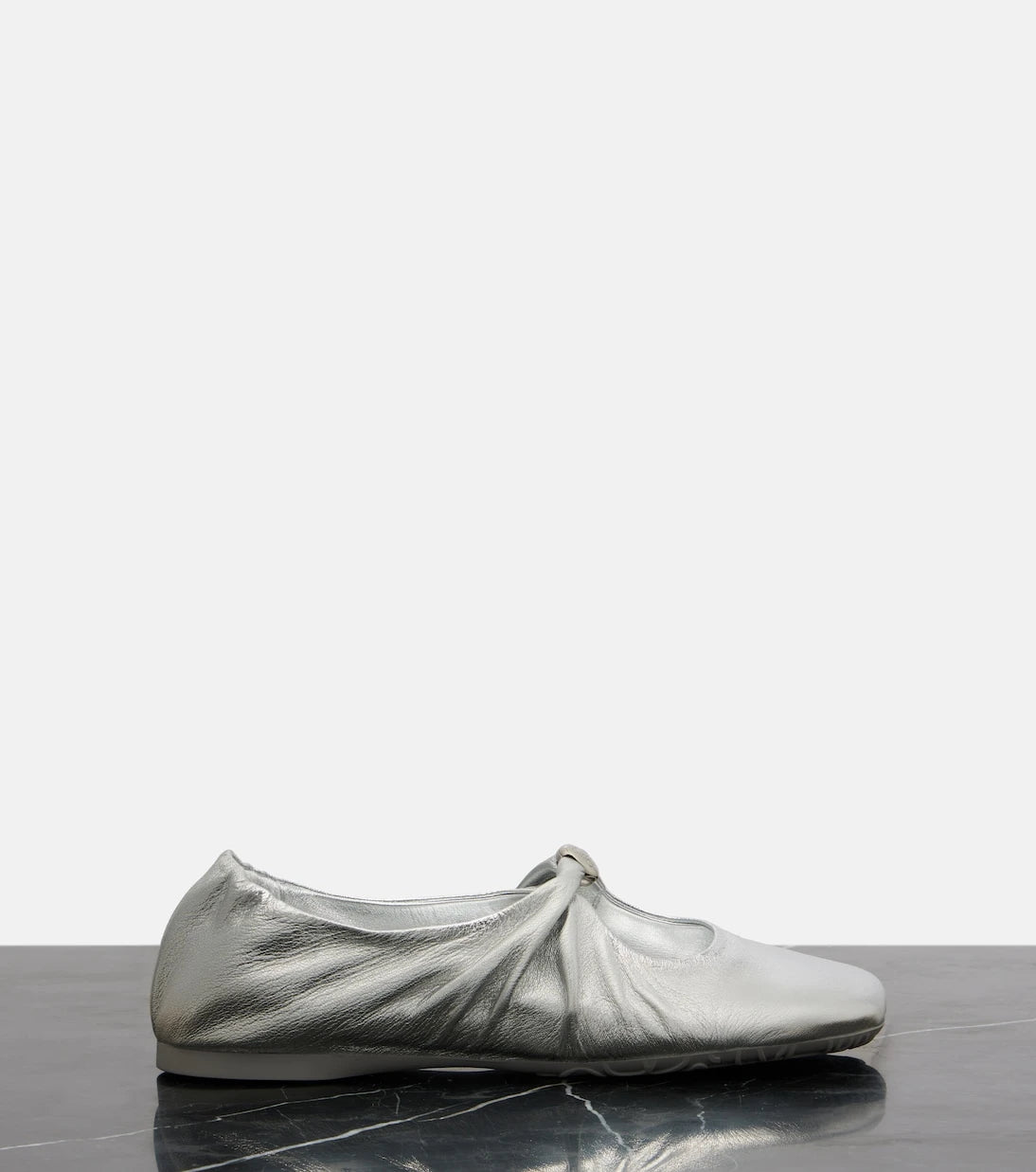 Loewe - Pebble Soft metallic leather Mary Jane flats