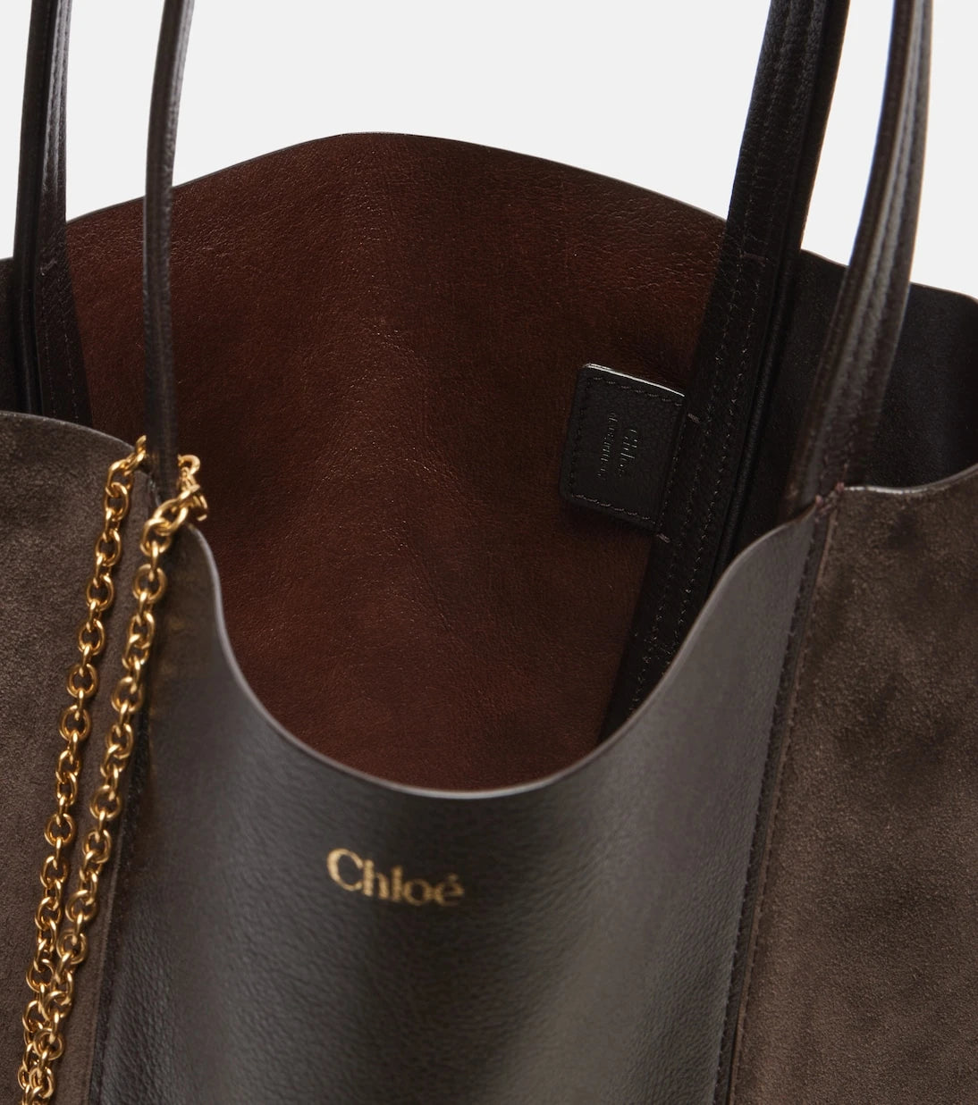 Chloé - Chloé Spin leather and suede tote bag