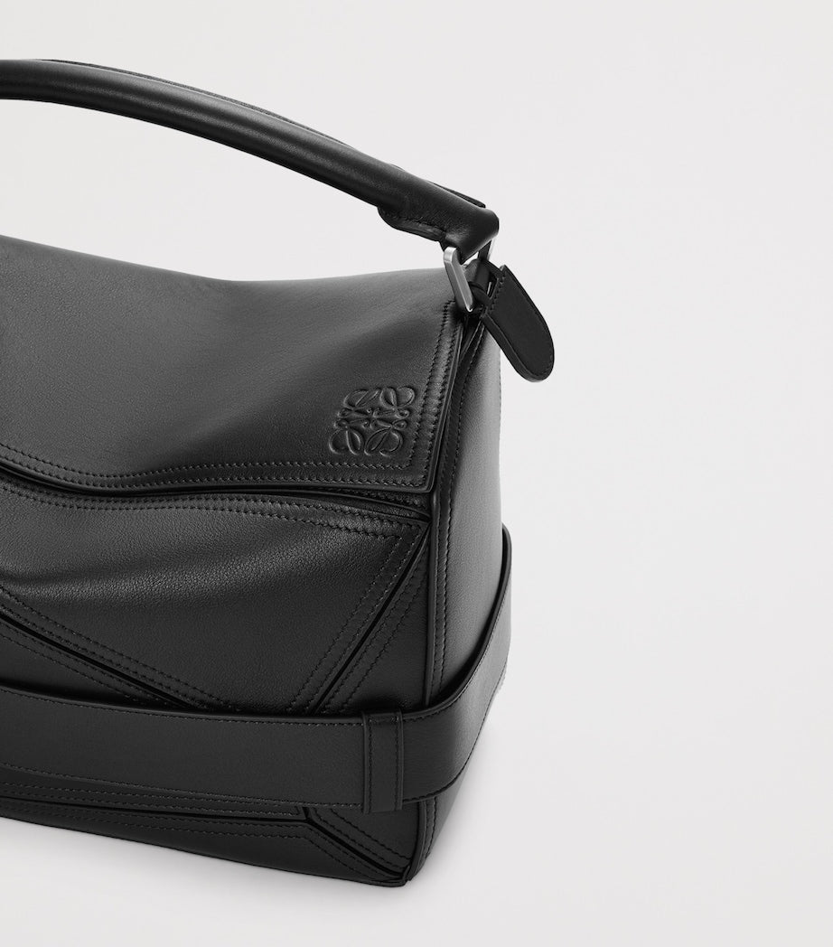 Large Leather Puzzle Biker Top-Handle Bag