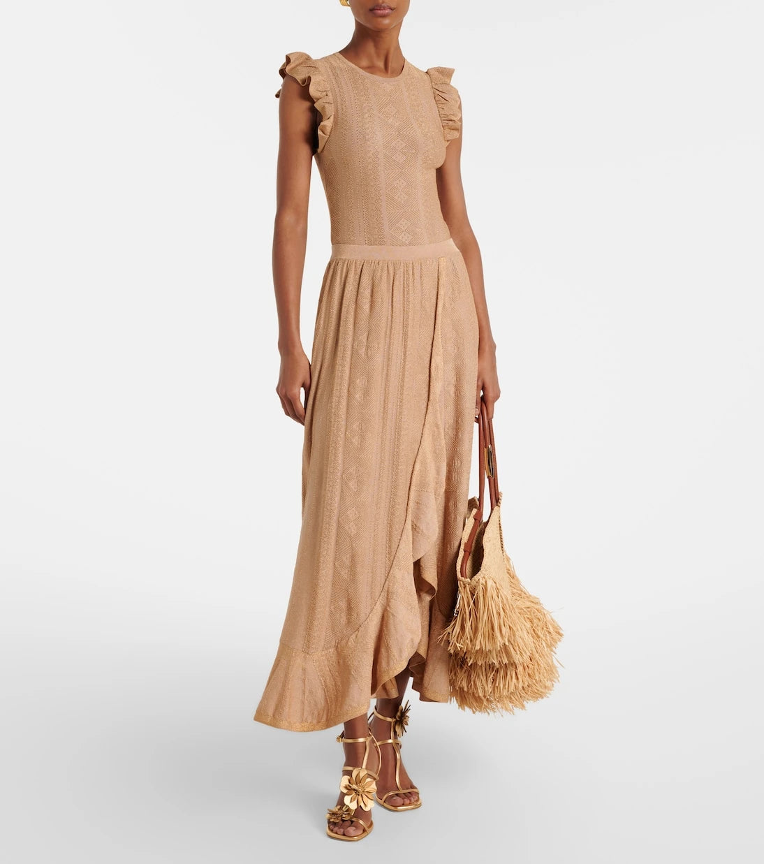 Zimmermann - Aster ruffled pointelle lamé top