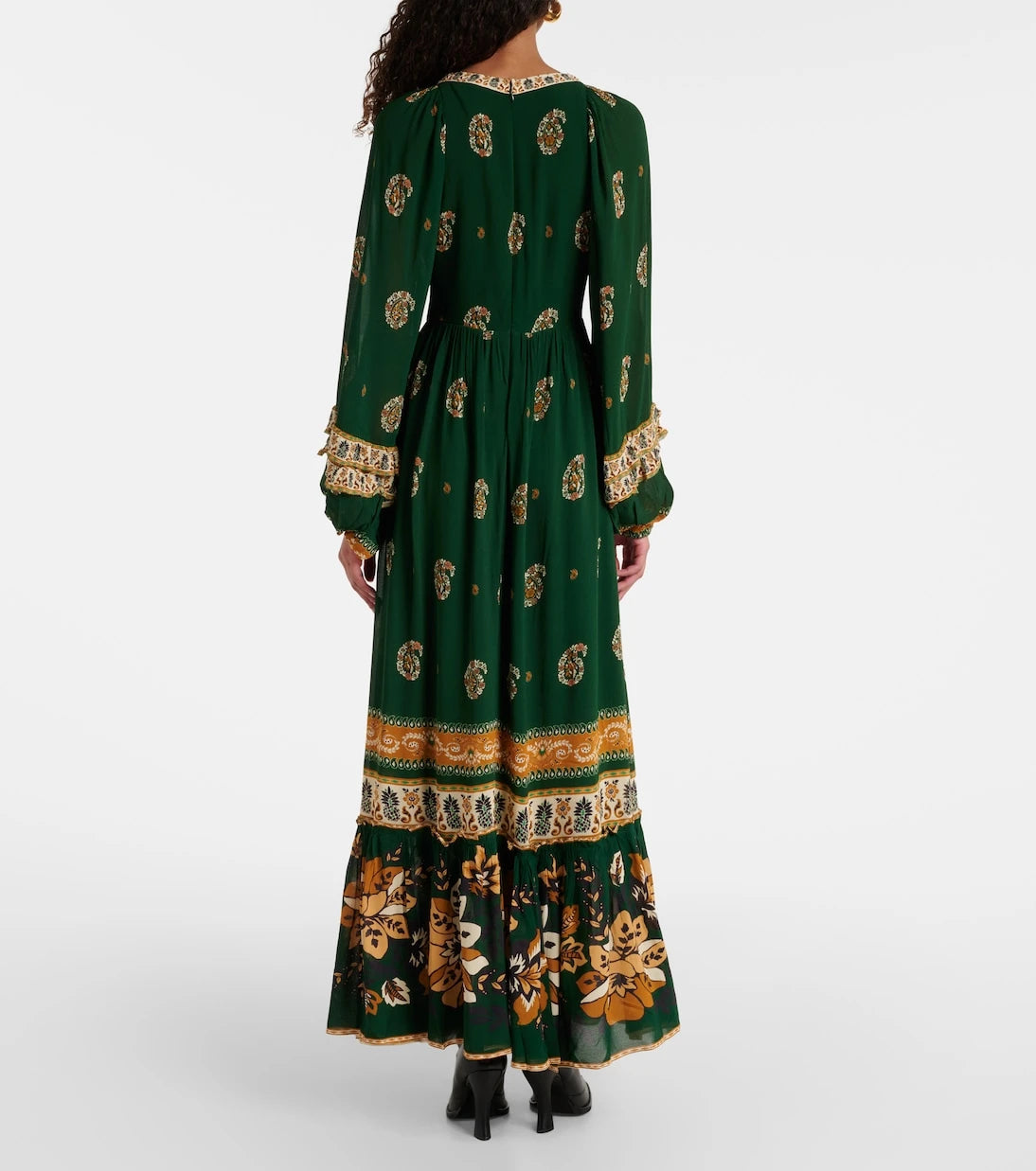 Farm Rio - Ayla Green ruffled maxi dress