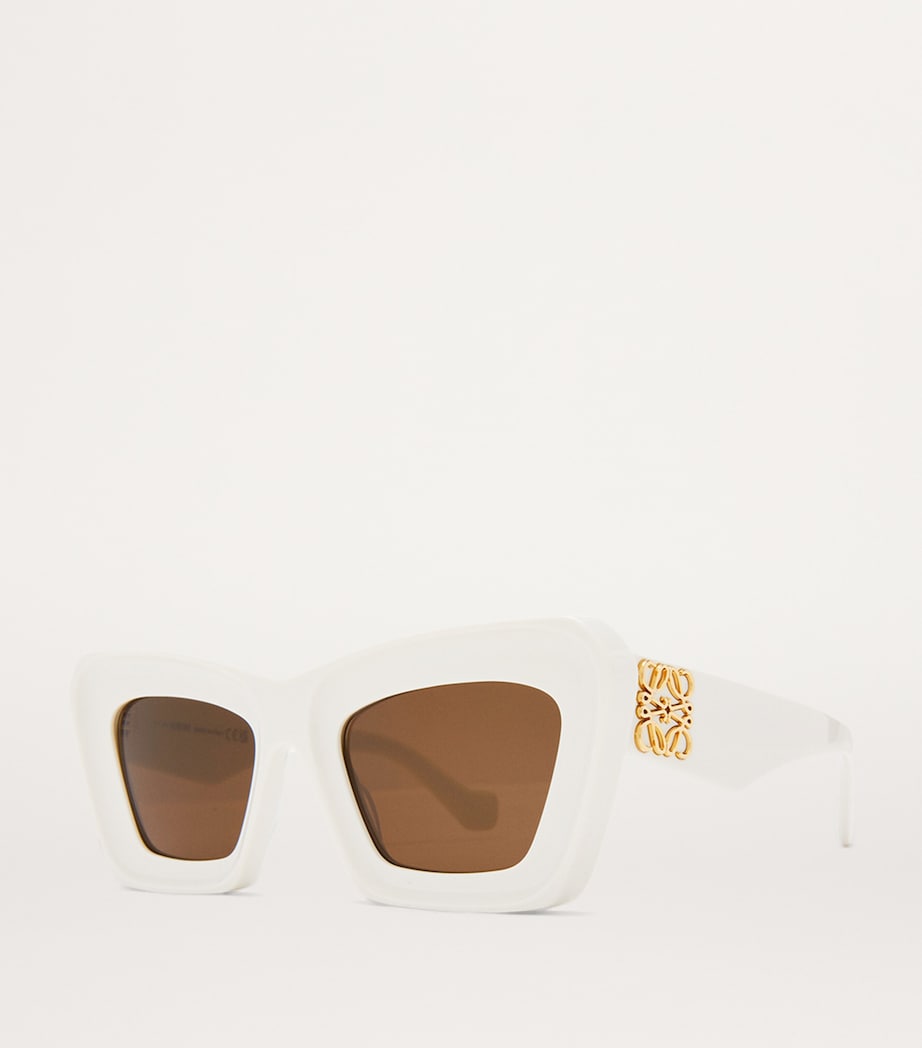 White Bevelled Cat Eye Sunglasses