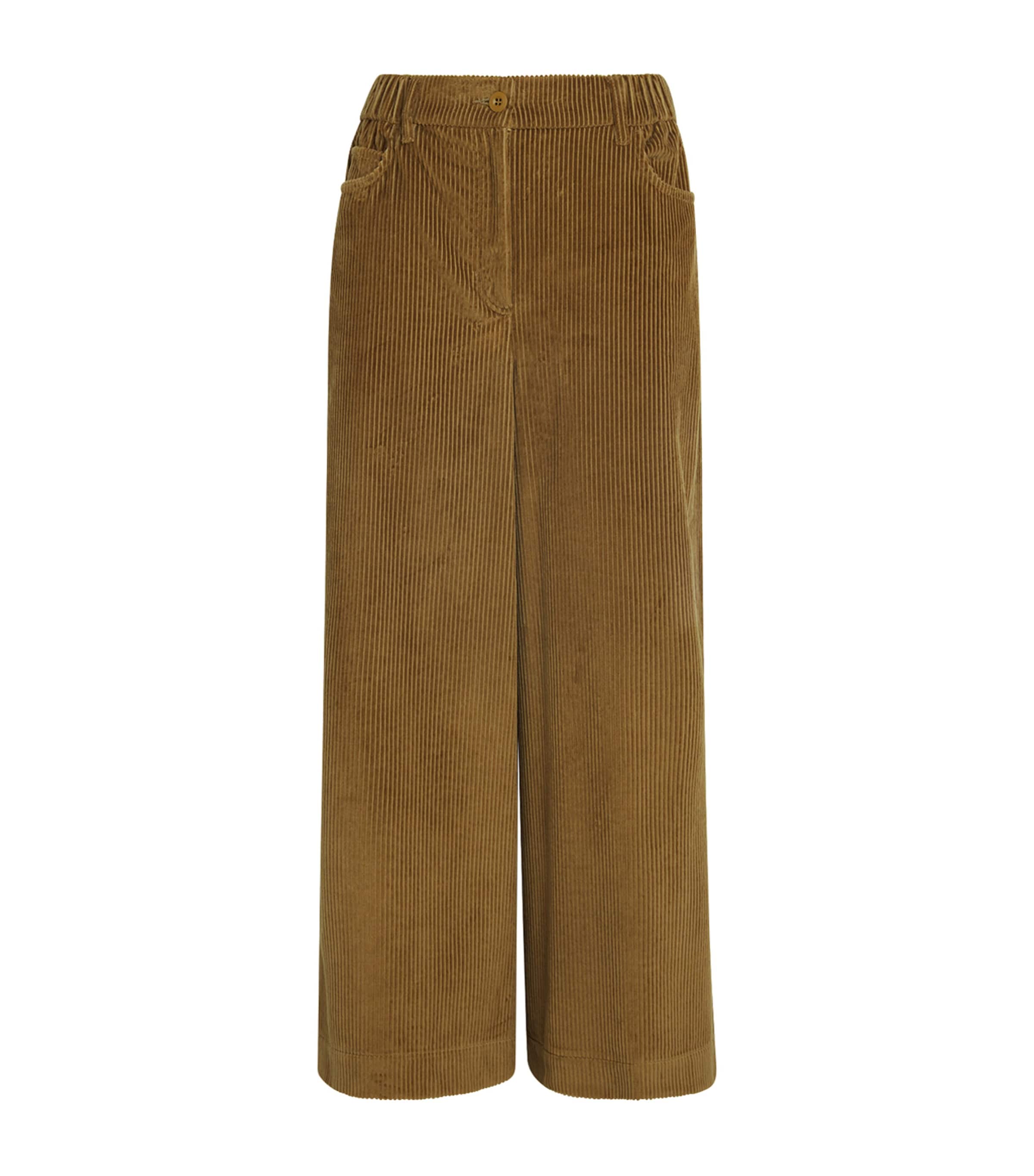Green Corduroy Wide-Leg Trousers