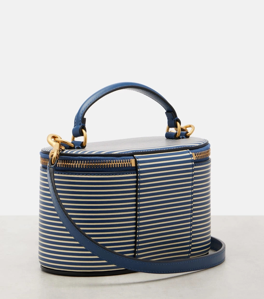 Valentino Garavani - VLogo Mini striped leather vanity bag