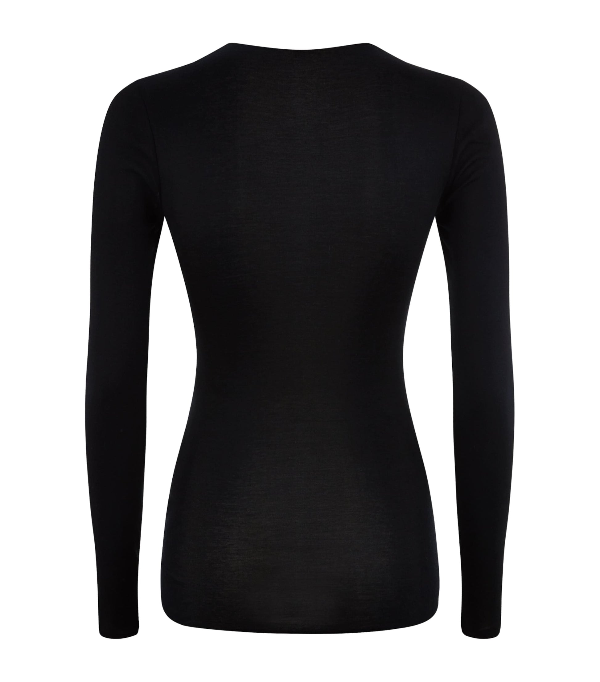 Black Cotton Seamless Long-Sleeved Top