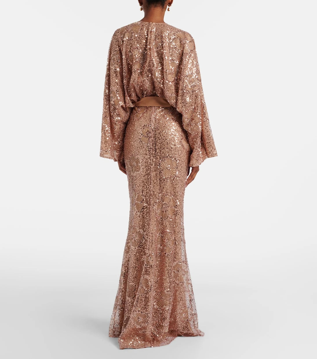 Elie Saab - Belted sequined silk-blend gown