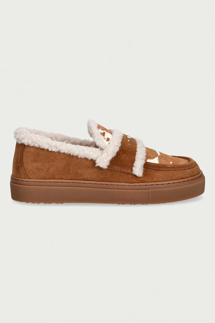 Inuikii Shearling Print kadın deri mokasen