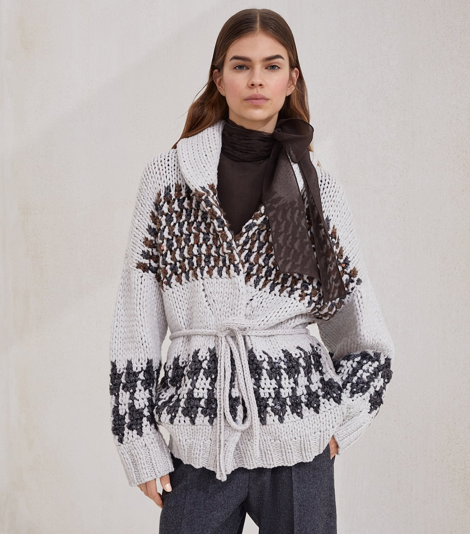 Brunello Cucinelli White Cashmere Opera Cardigan