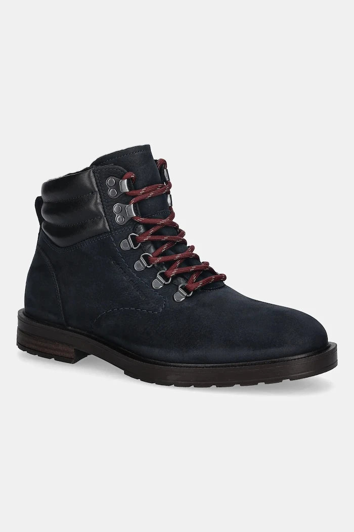 Обувки от набук Tommy Hilfiger CLEATED HILFIGER WRM HOOK BOOT