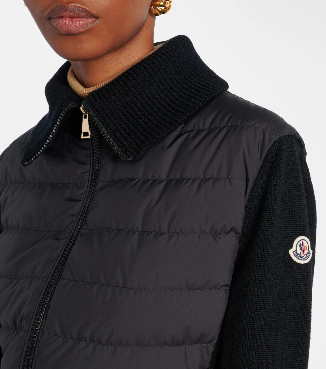 Moncler - Down-paneled virgin wool cardigan