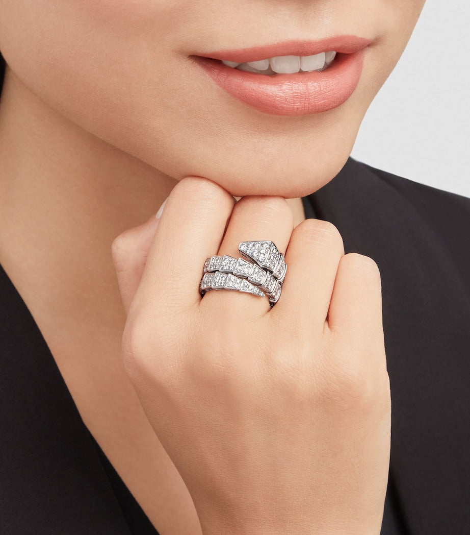 White Gold and Diamond Serpenti Viper Ring