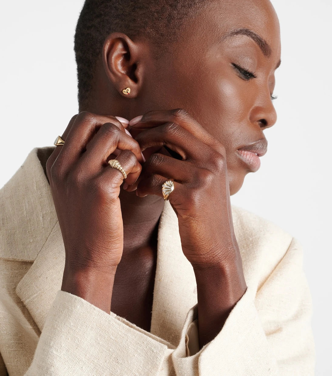 Yvonne Léon - Baby Chevalière 9kt ring with diamonds