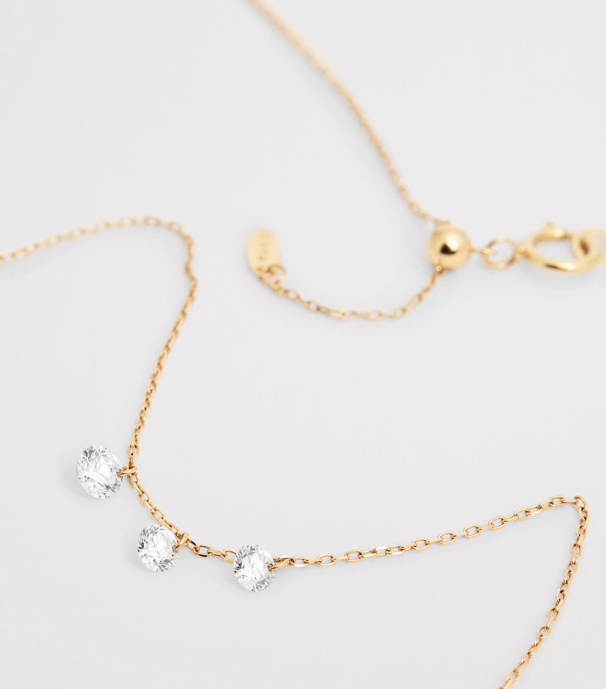 Persée Yellow Gold and Diamond 3-Stone Danaé Necklace