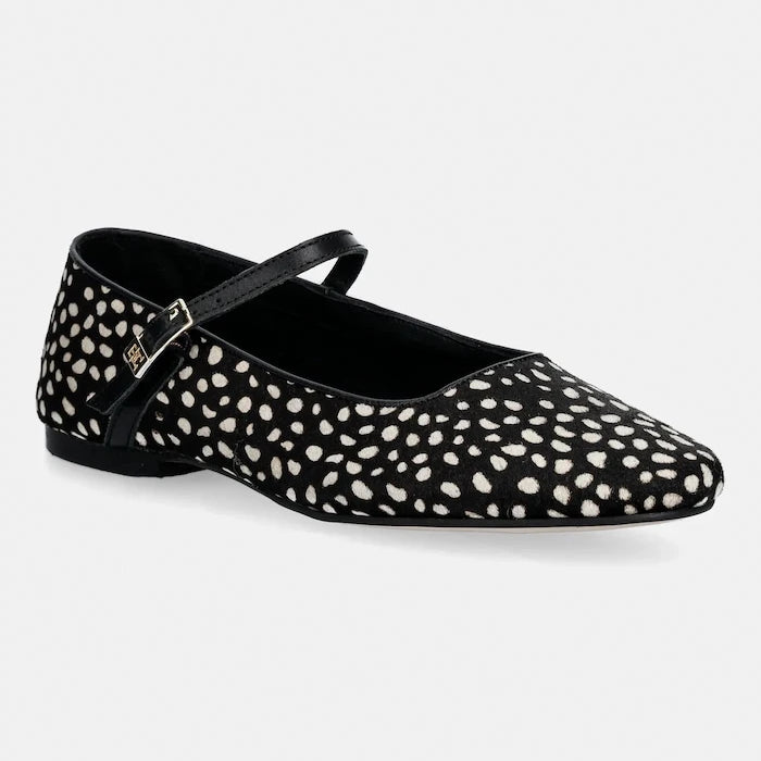 Tommy Hilfiger TH BUCKLE CALF HAIR BALLERINAS Deri Babetler