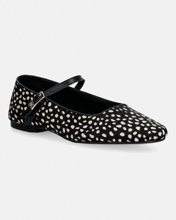 Tommy Hilfiger TH BUCKLE CALF HAIR BALLERINAS Deri Babetler