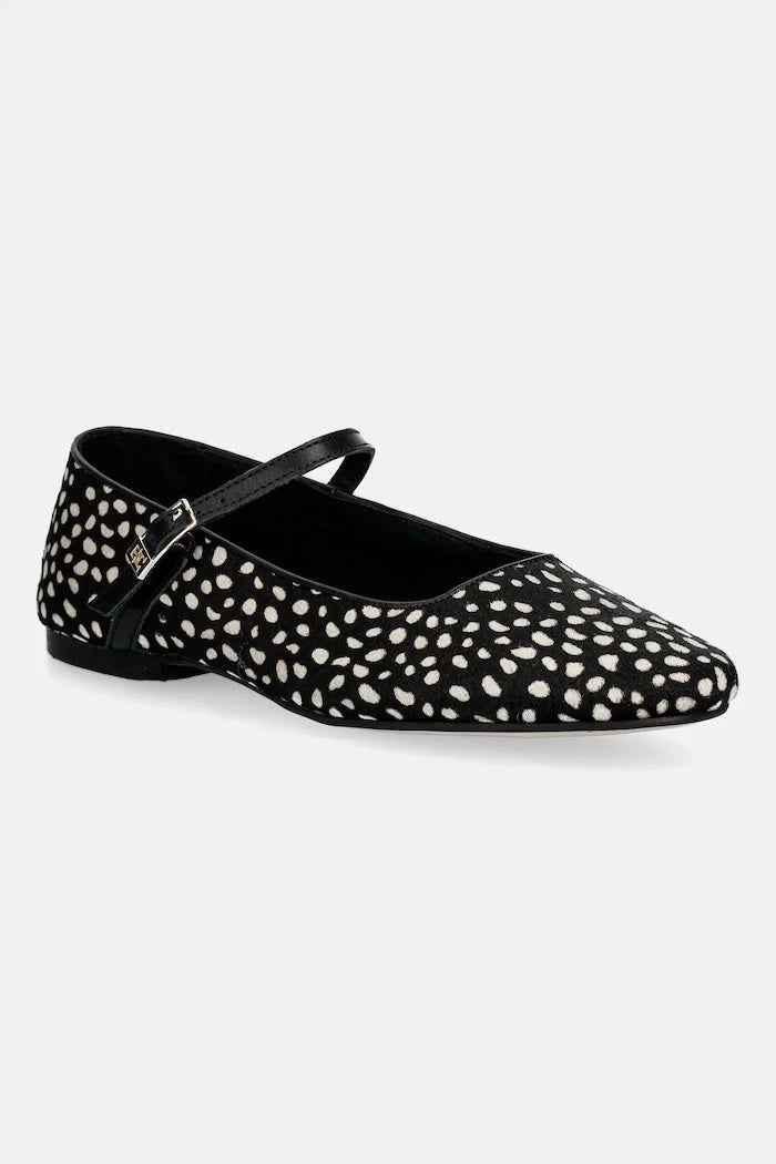 Tommy Hilfiger TH BUCKLE CALF HAIR BALLERINAS Deri Babetler