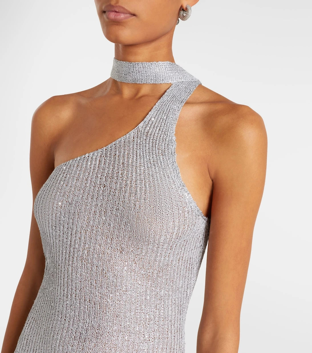Bananhot - Aretha sequined one-shoulder maxi dress