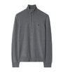 Grey Cashmere-Blend Quarter-Zip Slim Sweater