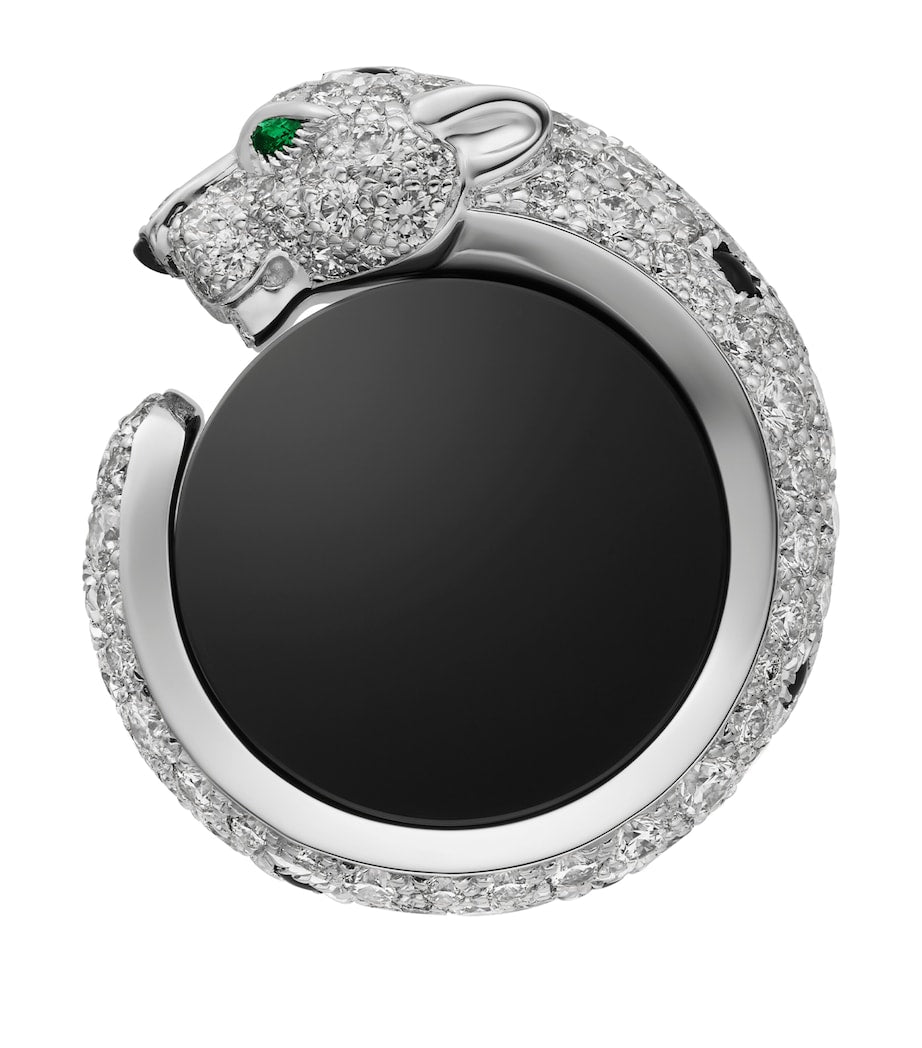 White Gold, Diamond and Emerald Panthère de Cartier Cufflinks