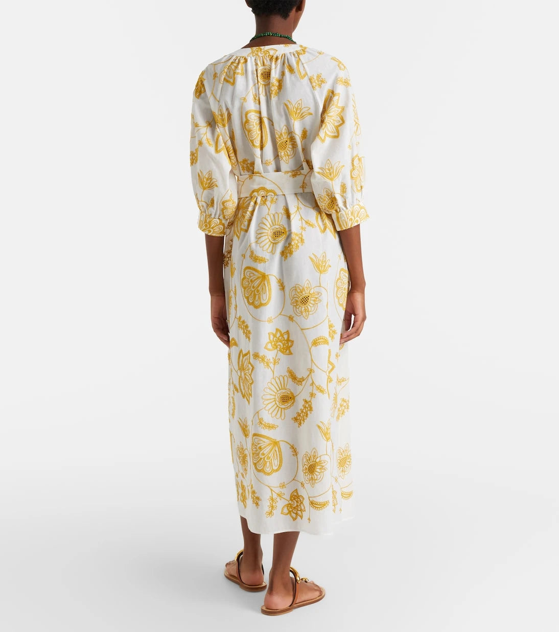 Eres - Anjana embroidered cotton-blend midi dress