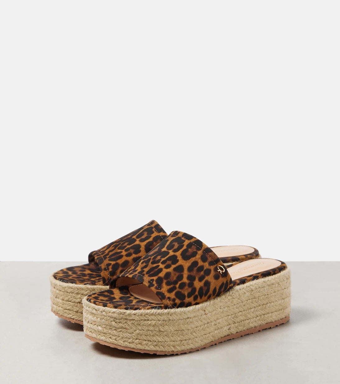 Gianvito Rossi - Leopard-print suede espadrille slides