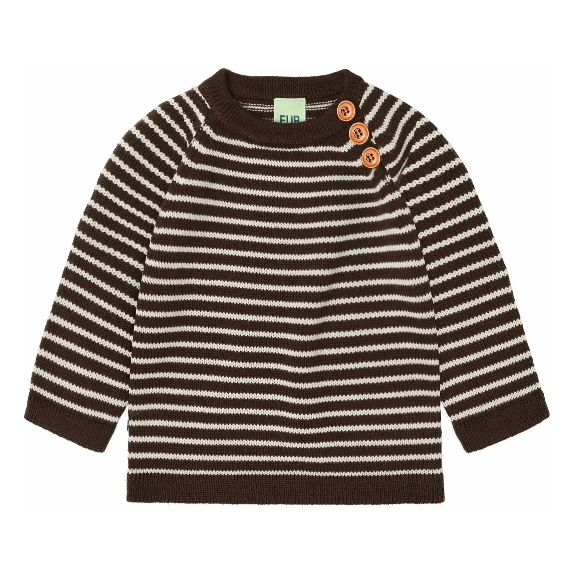FUB - Striped Merino Wool Baby Sweater | Brown
