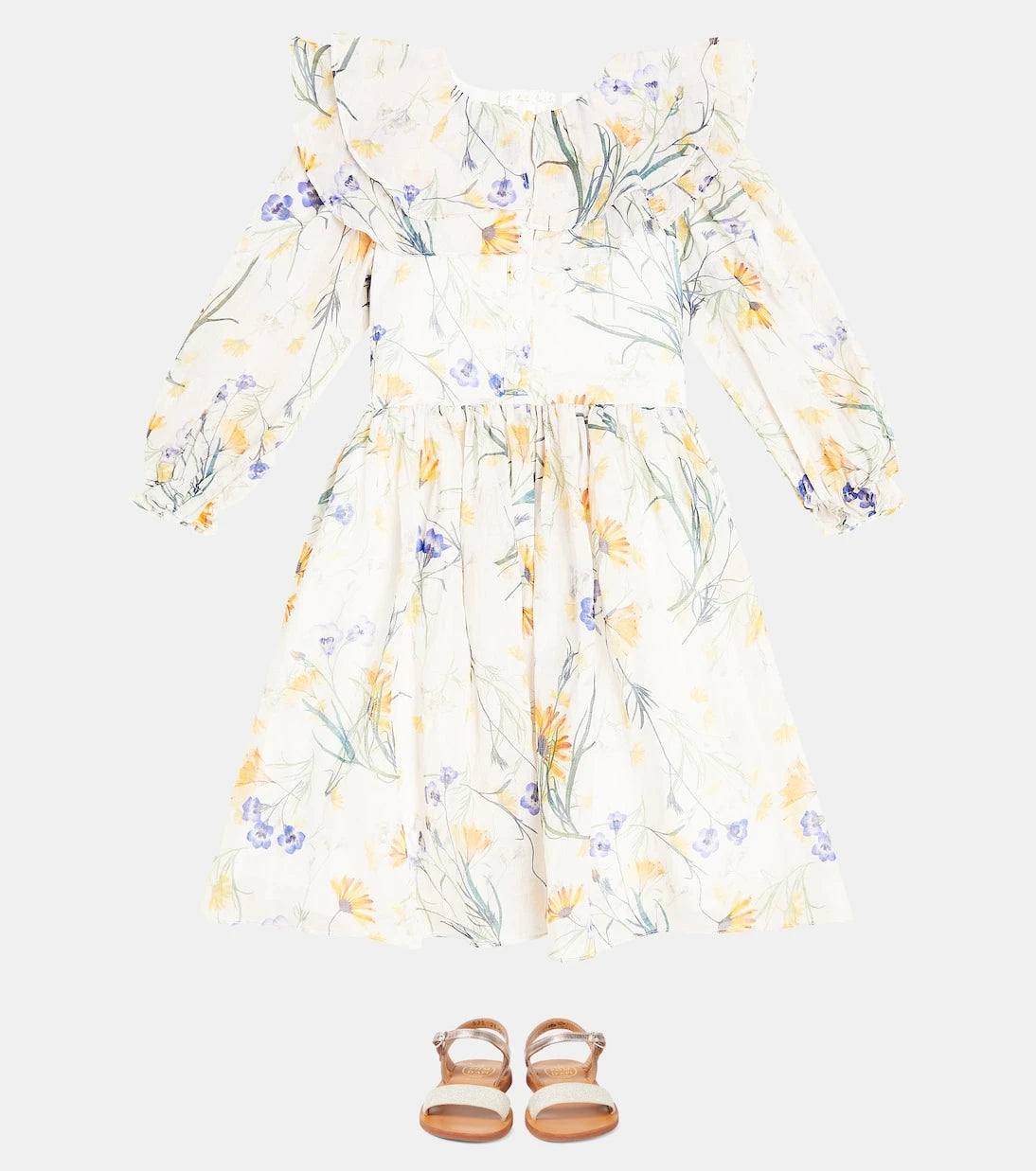 Petite Amalie - Ruffled floral linen dress