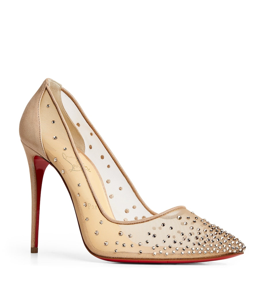 Beige Follies Strass Suede Pumps 100