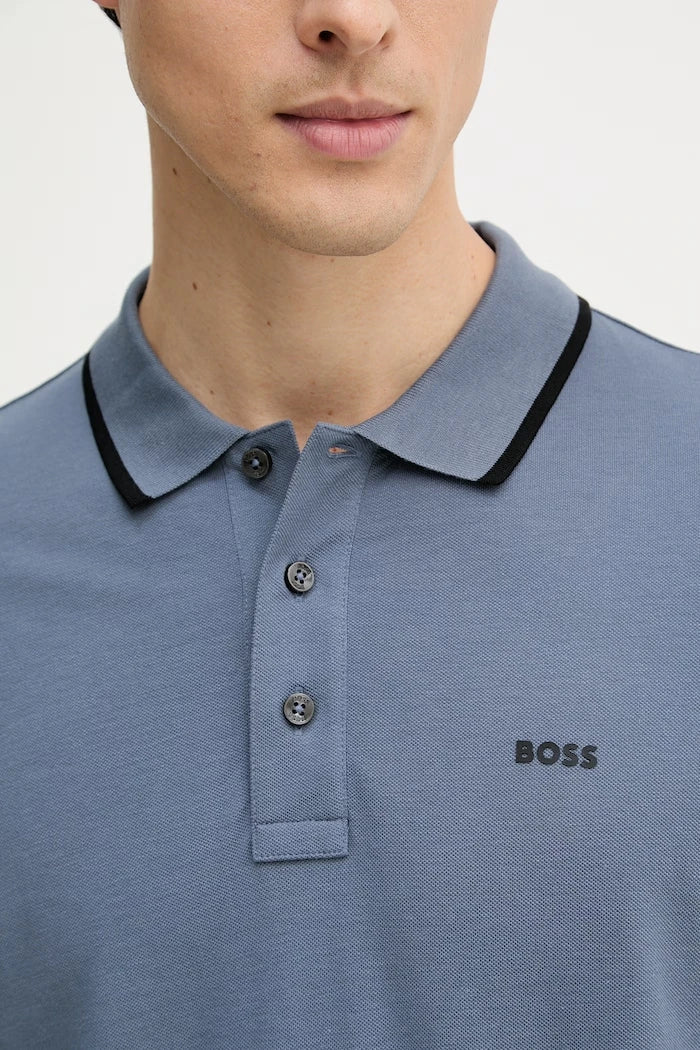 BOSS erkek pamuklu yakalı tişört Parlay 190