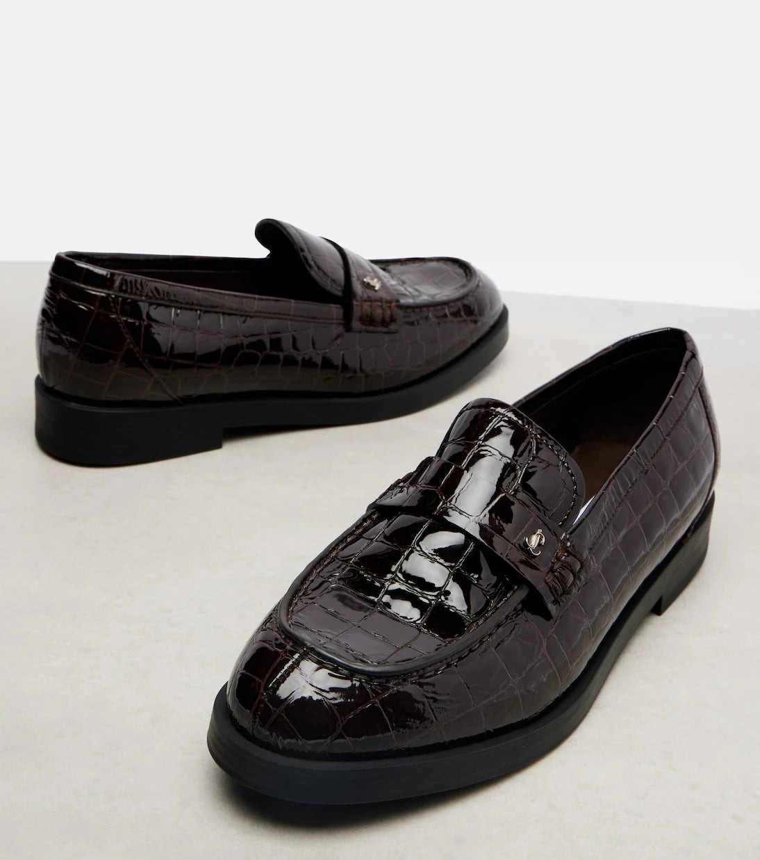 Jimmy Choo - Ivy croc-effect patent leather loafers