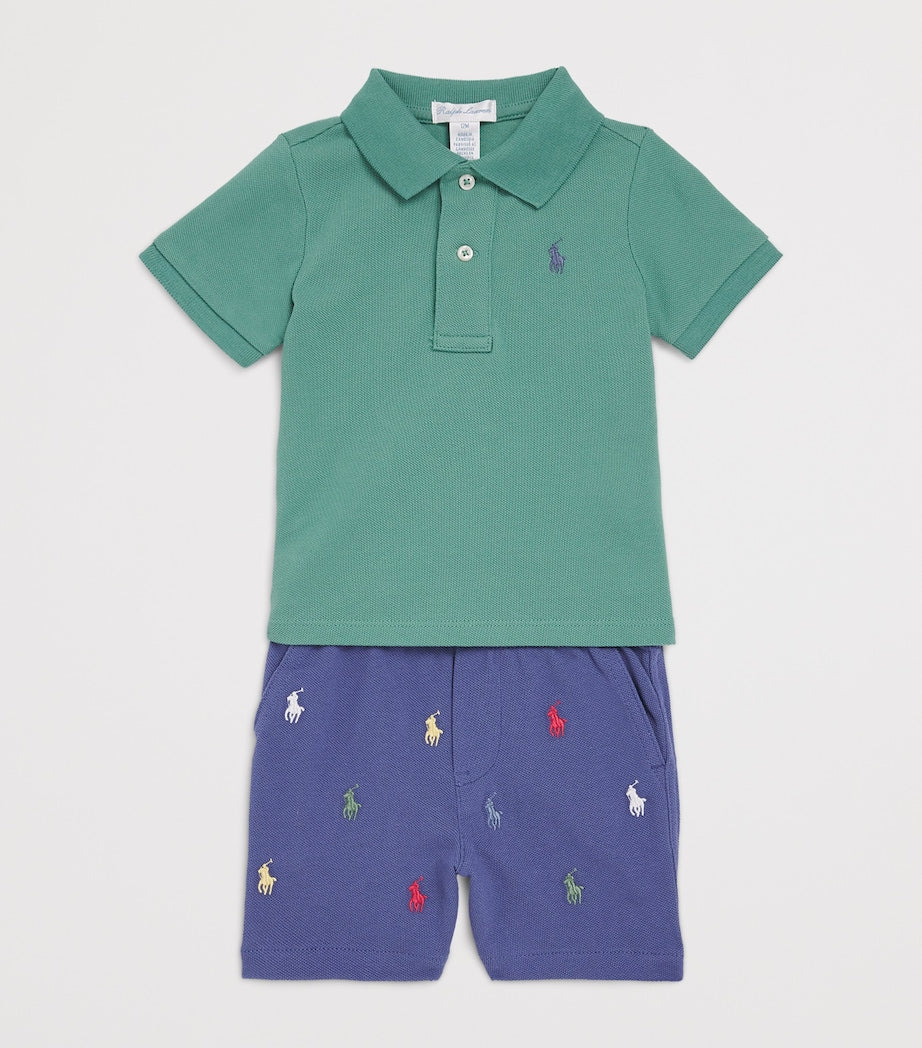Ralph Lauren Kids Cotton Polo Shirt and Shorts Set (3-12 Months)