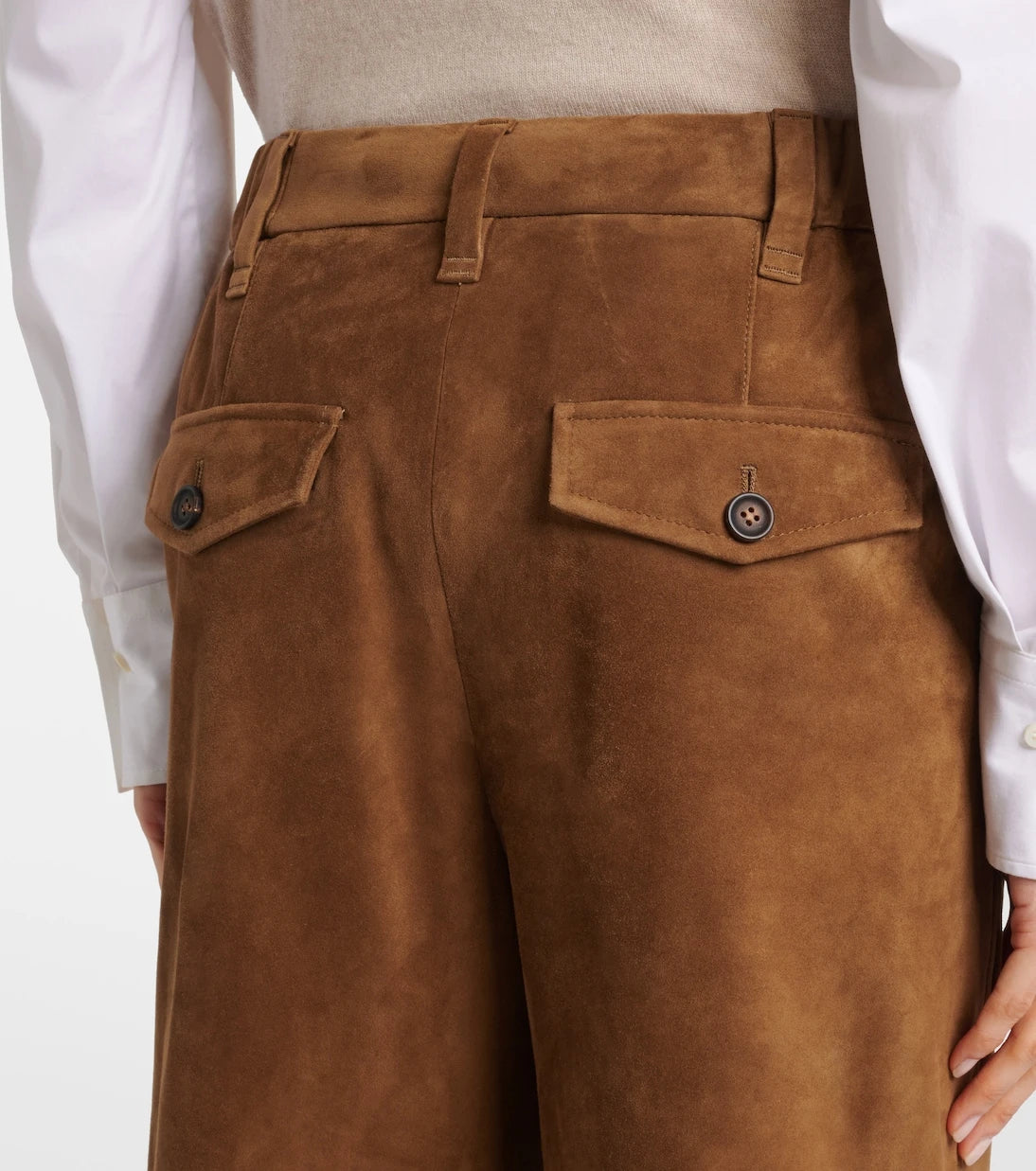 Brunello Cucinelli - Mid-rise suede wide-leg pants