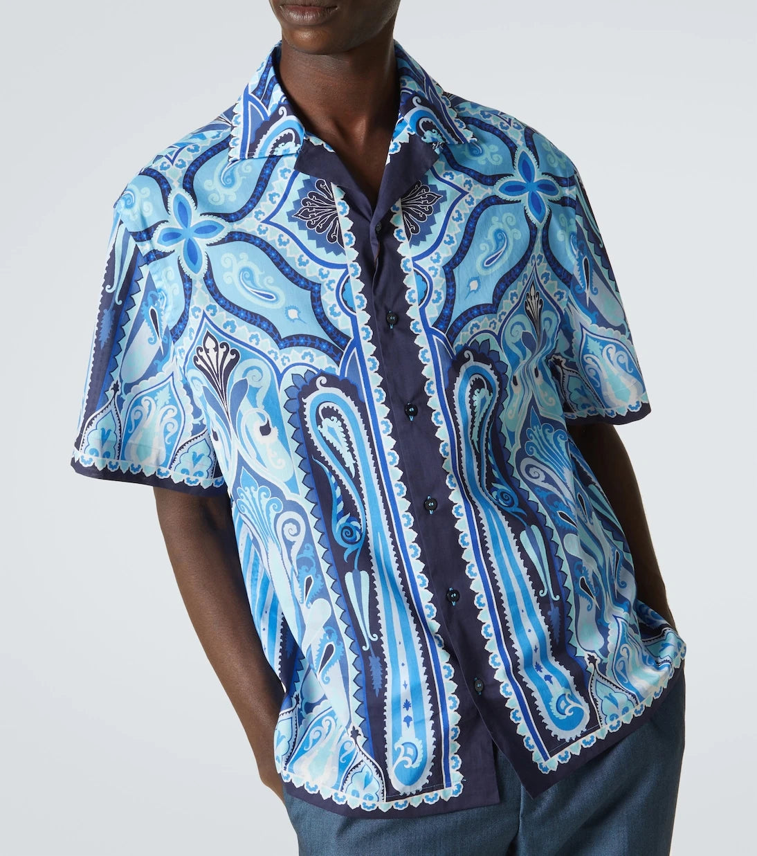 Etro - Printed cotton bowling shirt