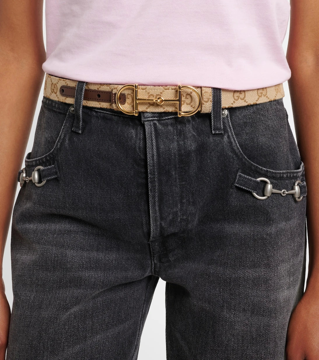 Gucci - Horsebit GG Canvas belt