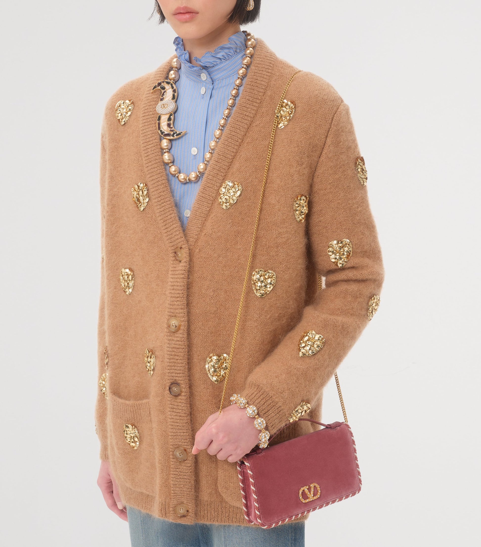 Valentino Garavani Pink VLogo Signature Wallet with Strap