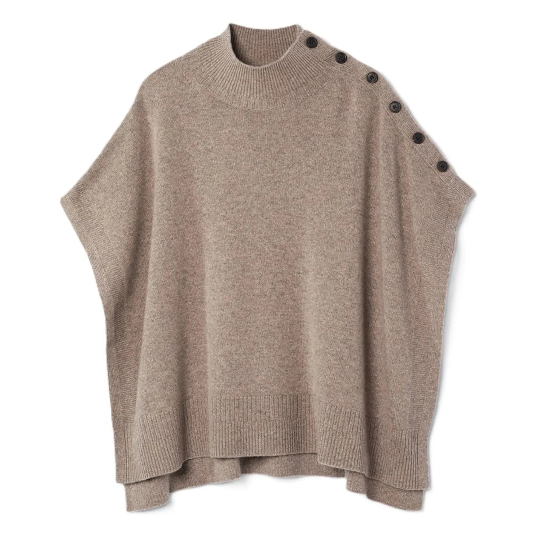Bompard - Cashmere Buttoned Poncho | Beige